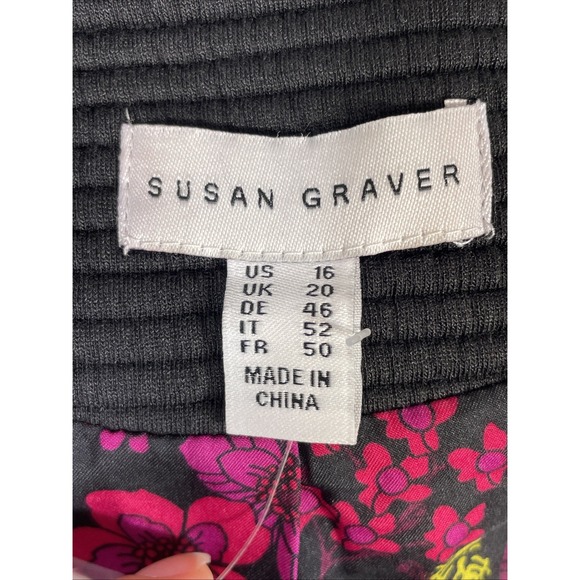Susan Graver Jacket Womens Size 16 Black Button Up Ribbed Stretch Knit Cuff‎ - Picture 9 of 13